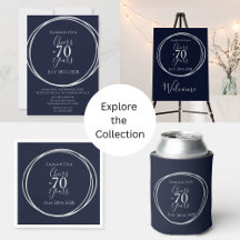 70th Birthday Navy Silver Cheers to 70 Years Party