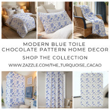 Modern Blue Toile Chocolate Pattern Home Decor