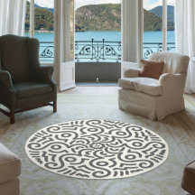 Geometric Curve Round Rug