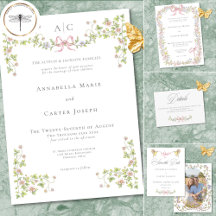 Elegant Victorian Pastel Floral Bow Wedding