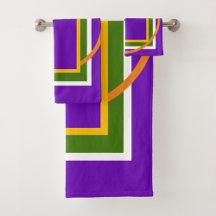 Bright Purple Yellow Orange Geometric Bath Decor