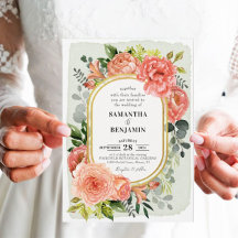 MODERN PEACH CORAL BLUSH PEONY GOLD WEDDING 