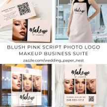 Blush Pink Script Photo Logo Makeup Business Suite