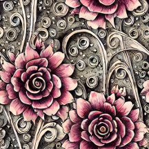 Large Vintage Gothic Pink Flower Pattern