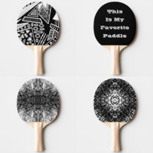 Ping Pong Paddles In Black Gray And White Designs 