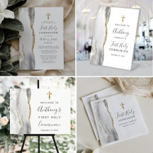 Elegant Gray Agate First Holy Communion