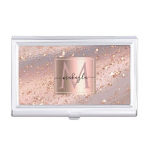 Girly Rose Gold Flakes Monogram Name