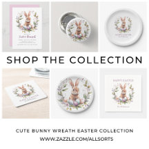Cute Spring Bunny Happy Easter Invitation Suite