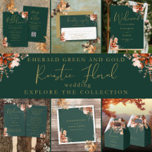 Emerald Green And Gold Rustic Floral Wedding Suite