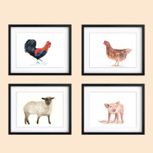 Farm Animals Watercolor Nursery decor 