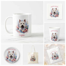 Easter - Westie - Eggs and Flowers