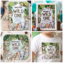 Wild one Jungle Safari Animals Boy  1st birthday 