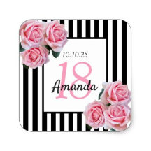 18th birthday party - black white stripes florals 