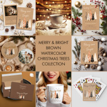 Elegant Brown Watercolor Christmas Trees 