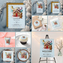 Blue Gold Gingerbread House Baby Shower