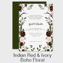Indian Red & Ivory Boho Rustic Floral