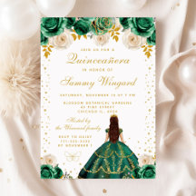 Green Floral Princess Quinceañera