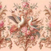 Baroque Rococo pink bird 