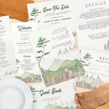 Wildflower Mountain Watercolor Wedding Stationery