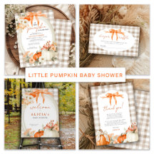 Little pumpkin orange bow rustic fall baby shower
