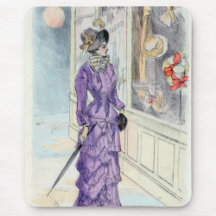 Vintage Victorian Woman Purple Dress Shopping