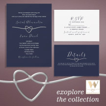 Modern Chic Navy Blue Wedding Invitation Suite