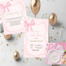 Hand Drawn Bow Elegant Frame Dots Baby Shower 