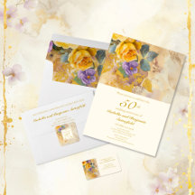 Gold Roses and Violets 50th Wedding Anniversary