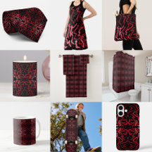 Pink And Red Dots And Squiggles Pattern On Black