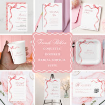 Delicate Pink Ribbon Bow Modern Bridal Shower