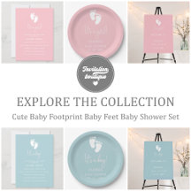 Cute Baby Footprint Baby Feet Baby Shower Set