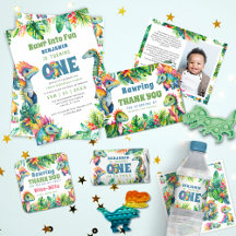 Cute Watercolor Dinosaur Birthday Party 