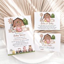 Farm Animals, Brown Barn Baby Shower Collection