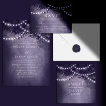 Rustic Tree String Lights Purple Wedding