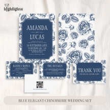 Blue Elegant Chinoiserie Wedding Set