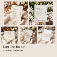 Ecru Leaf Branch Wedding Stationery Suite