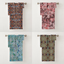 Bath Towel Sets With Abstract Designs 