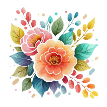 Modern Colorful Fowers Watercolor