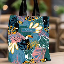 Animal and Bird Monogram | Name Tote Bags