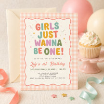 Girls Just Wanna Be One Gingham First Birthday