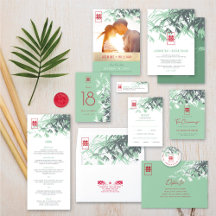 MINT GREEN BAMBOO LEAVES   ASIAN CHINESE WEDDING
