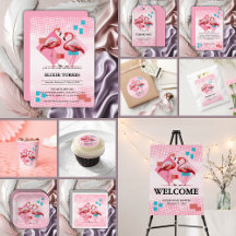 Geometrical Modern Flamingo Baby Shower