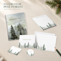 Watercolor Pine Forest Stationery Collection