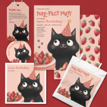 Purr-Fect Cute Black Cat Kids' Birthday Party