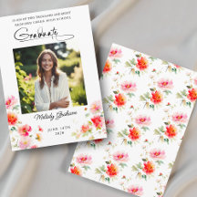 Bright Colors - Red Pink Orange Floral Graduation