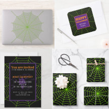 Black green spider web Halloween pattern