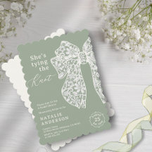 Elegant Sage Green Script Coquette Bridal Shower
