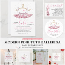 Modern Pink Tutu Ballerina Ballet Baby Shower BG3