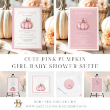 Cute Pink Pumpkin Girl Baby Shower Suite