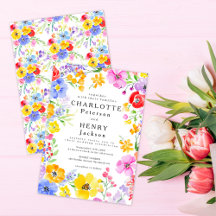 Spring Vibrant Watercolor Flowers Wedding